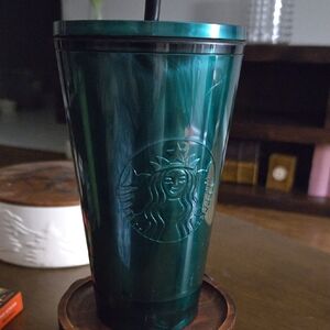 Starbucks Emerald Green Marble Acrylic 16 Ounce Tumbler With Lid And Straw